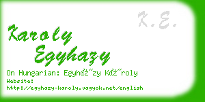 karoly egyhazy business card